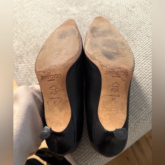 Jimmy Choo Black Leather Pointed Toe Buckle Pumps Heels Size 6 - Picture 3 of 3